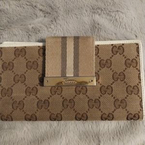 GUCCI Vintage Gg Canvas & Leather Wallet